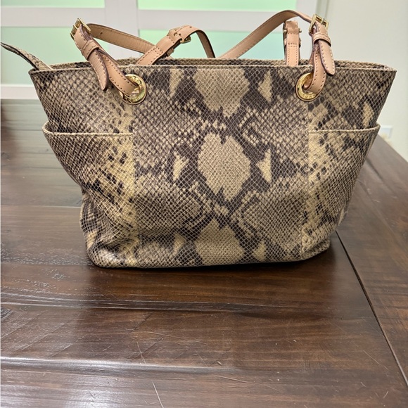 Michael Kors Tan Snake Print Tote Bag - Picture 3 of 16